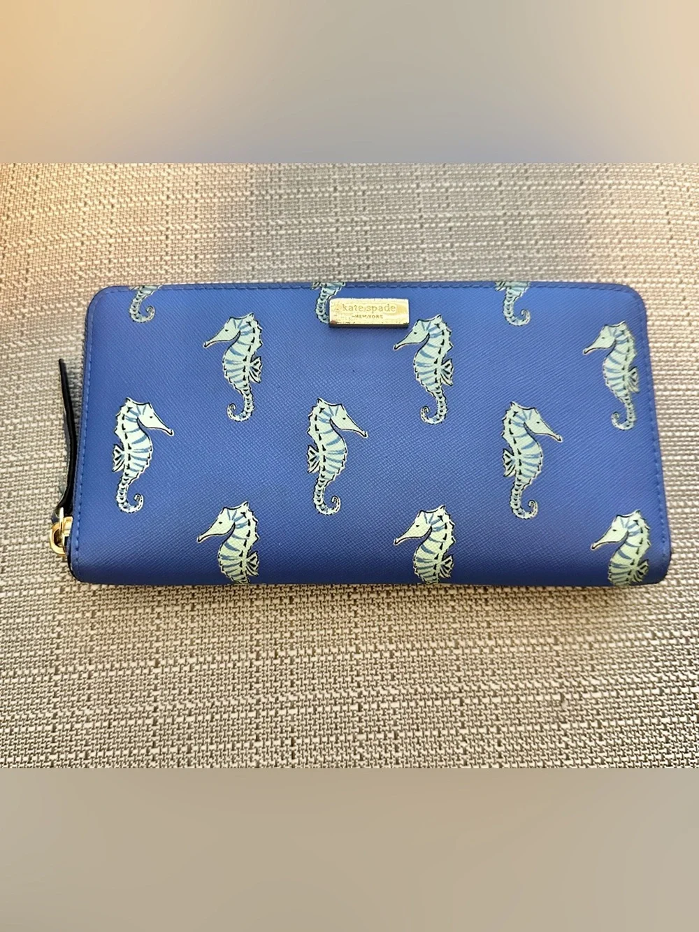 Kate Spade Blue Seahorse Print Wallet